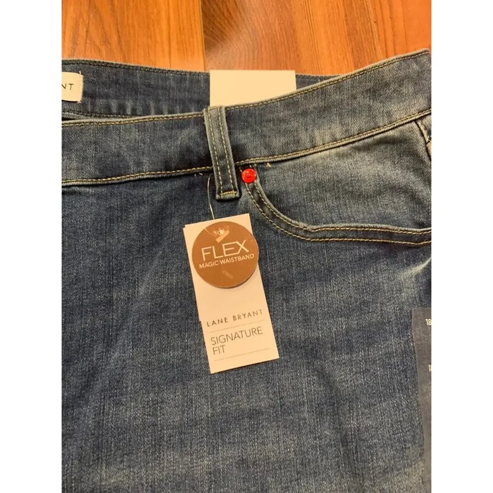 NWT Lane Bryant Embroidered Boyfriend Midi Short Mid Rise 22